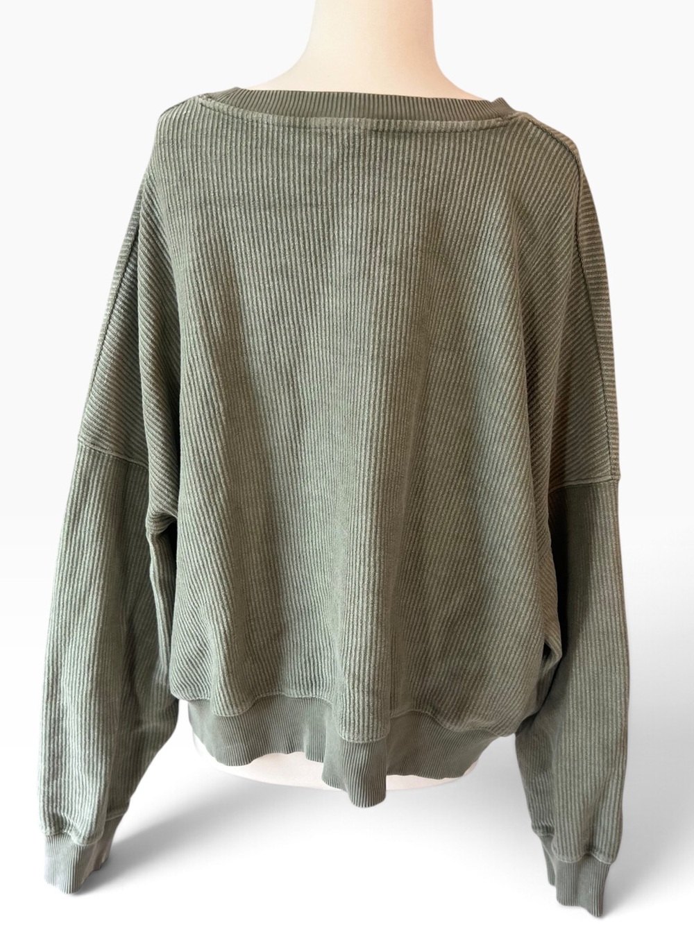 Aerie New Love Corded Cropped Crew Sweatshirt - olive green - Picture 6 of 6